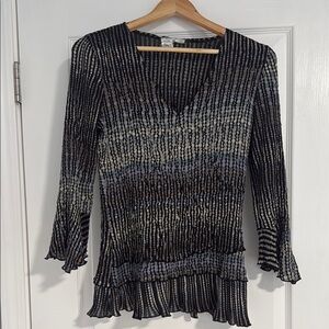 Alberto Makali Black and Silver Blouse with Chic Appeal